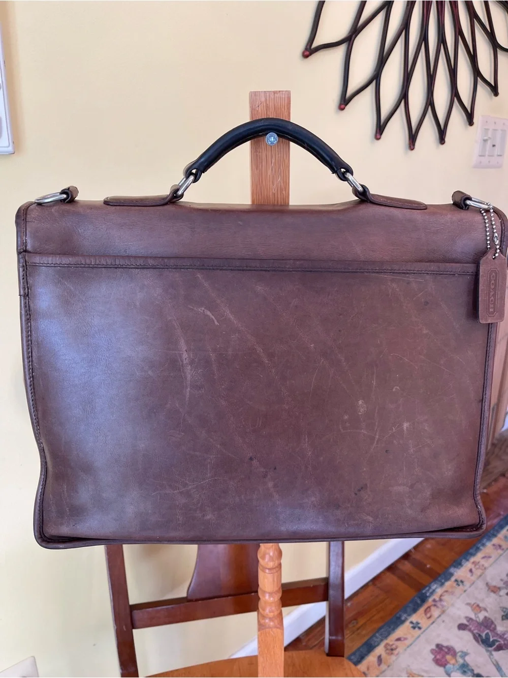 AuthentiCoach Vintage Brown Leather Briefcase Messenger Laptop Bag Style F1S-581